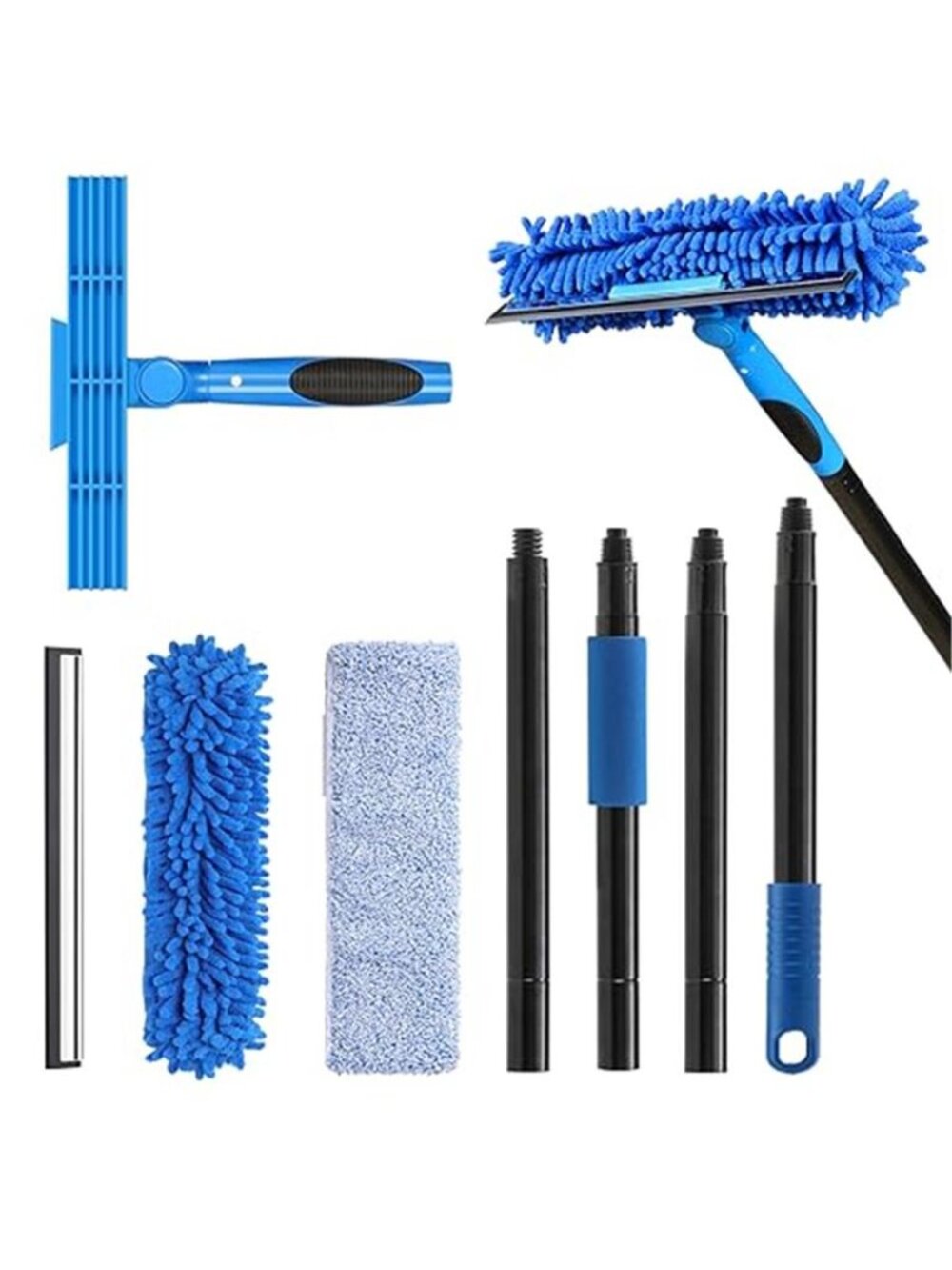 Professional 69'' Window Squeegee Cleaner Tool with Extension Pole, 2-in-1